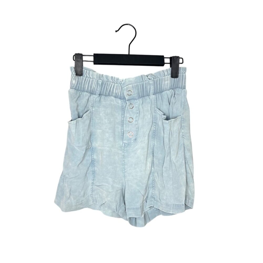 Chaser Flowy High Waist Shorts Size S Paperbag Pockets Vintage‎ Wash Snap Close